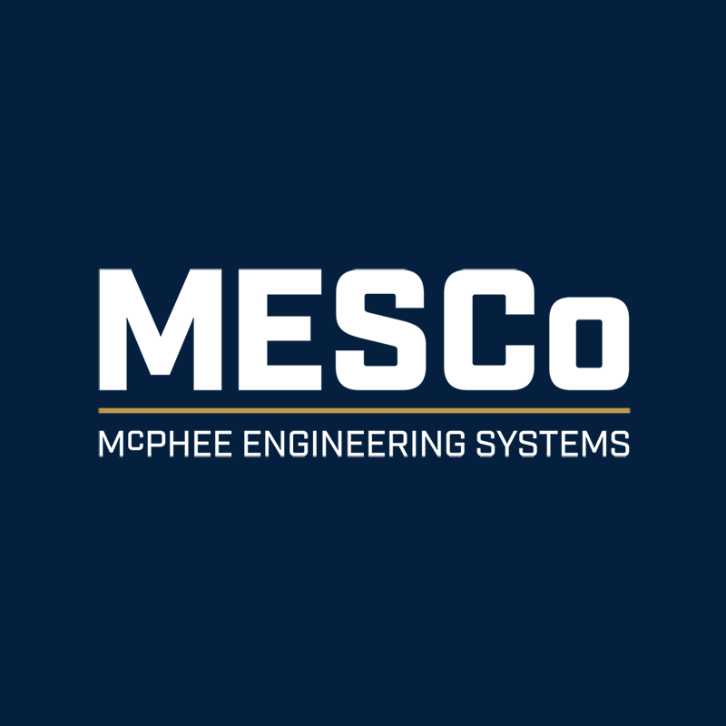 MESCo social logo — white on blue